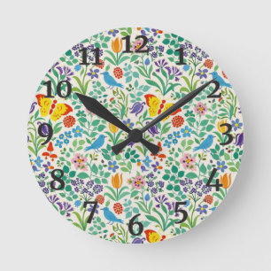 Botanisches Muster Runde Wanduhr