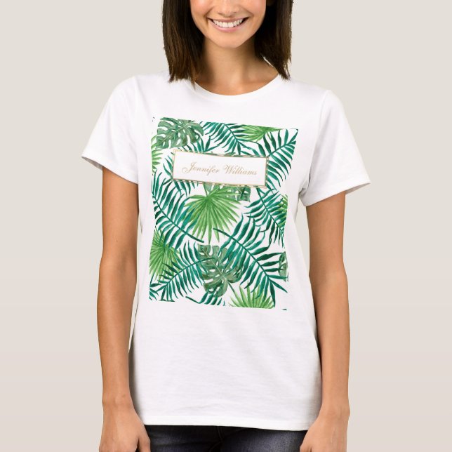 Botanisches Muster tropischer Blätter. T-Shirt (Vorderseite)