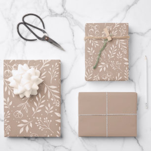 Botanisches Muster Warme Beige - Set aus Papier