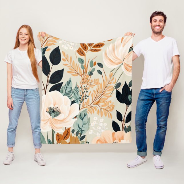 Botanisches nahtloses Muster Fleecedecke (Beispiel)