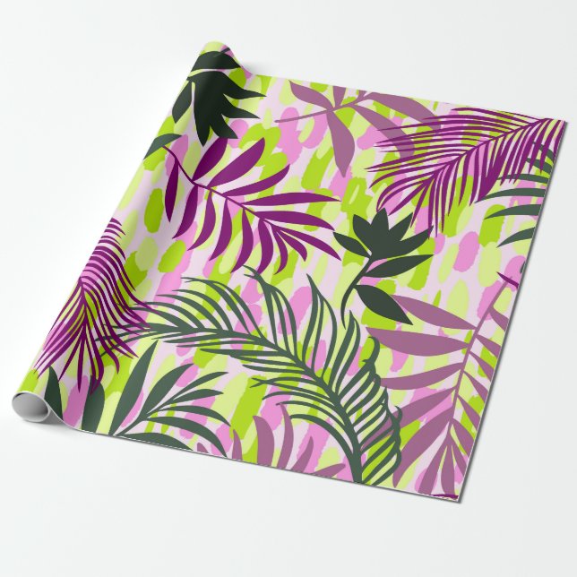 Botanisches nahtloses Muster gemischt mit geometri Geschenkpapier (Ungerollt)