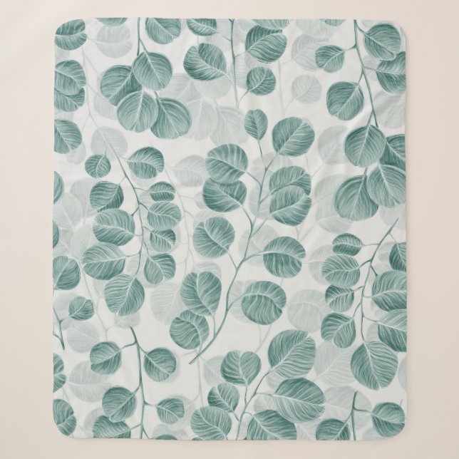 Botanisches nahtloses Muster mit Vintager Grafik Sherpadecke (Vorderseite)