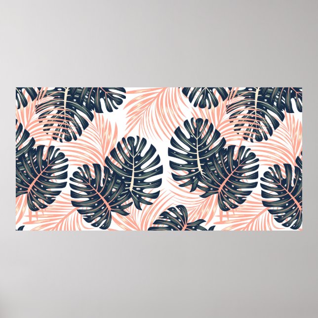 Botanisches nahtloses tropisches Muster mit heller Poster (Vorne)
