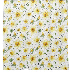 Botanisches Narzissen-Blumen-Geometrisches Muster Duschvorhang