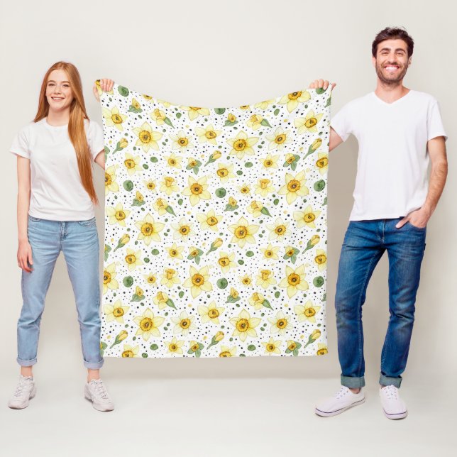Botanisches Narzissen-Blumen-Geometrisches Muster  Fleecedecke (Beispiel)