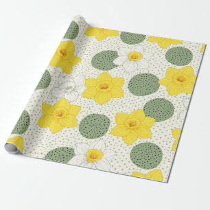 Botanisches Narzissen-Blumen-Geometrisches Muster Geschenkpapier