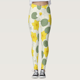Botanisches Narzissen-Blumen-Geometrisches Muster Leggings