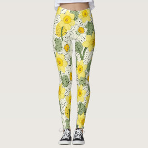 Botanisches Narzissen-Blumen-Geometrisches Muster Leggings