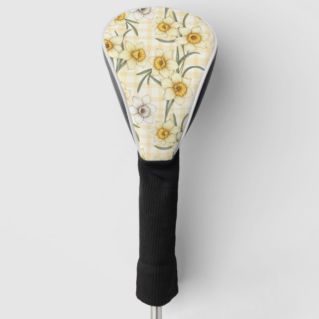 Botanisches Narzissen-Karo-Muster Golf Headcover (Vorderseite)