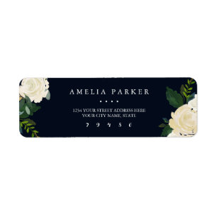Botanisches Navy-Modern-Adresslabel