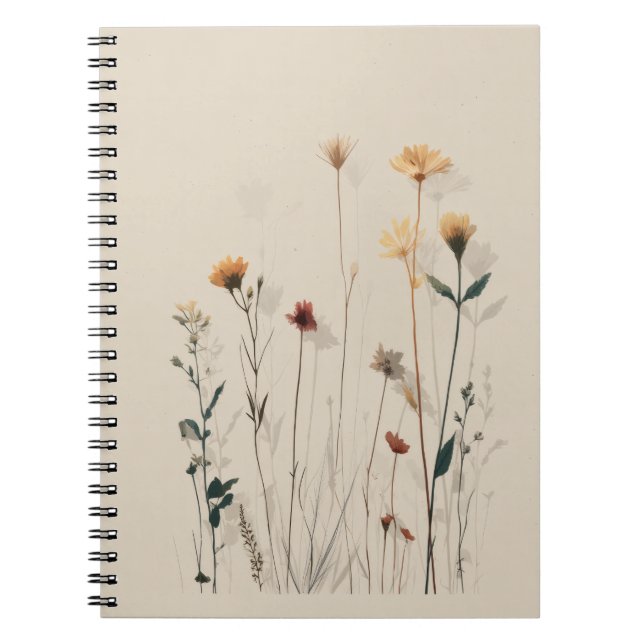 Botanisches Notebook mit Vintager Wildblume Notizblock (Vorderseite)