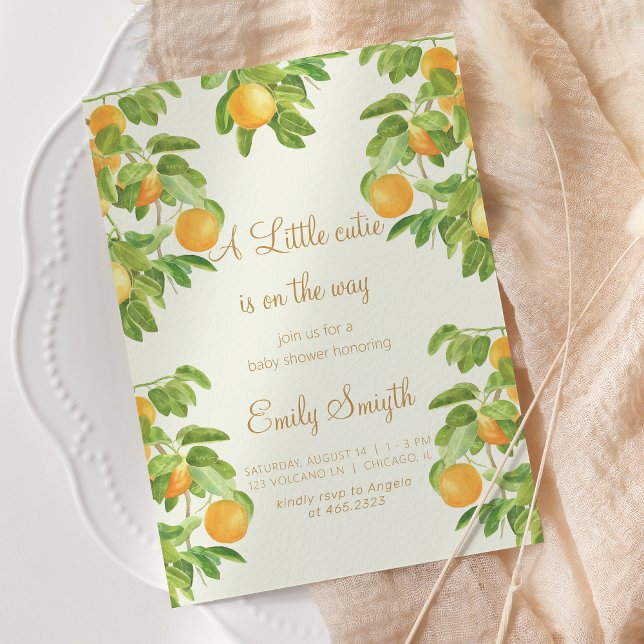Botanisches Obst Orange Kleine Süsse Babydusche Einladung (Von Creator hochgeladen)