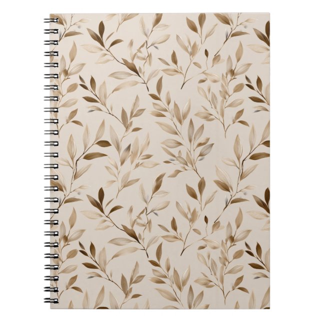 Botanisches Olivenblatt Beige Blumenmuster Notizblock (Vorderseite)