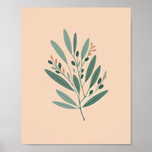 Botanisches Olivenzweig-Kunstposter Poster
