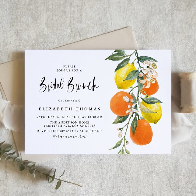 Botanisches Orange und Lemon Garland Bridal Brunch Einladung (Von Creator hochgeladen)