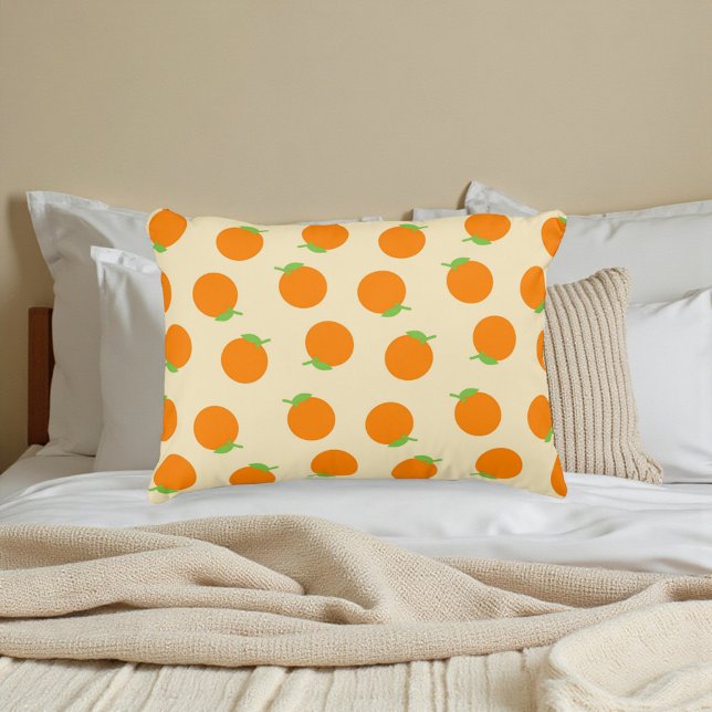 Botanisches Orangenzitrus Fruchtmuster Dekokissen (Botanical Orange Citrus Fruit Pattern Accent Pillow)