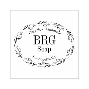 Botanisches Oval Mit Monogramm Bio handgemachte Gummistempel