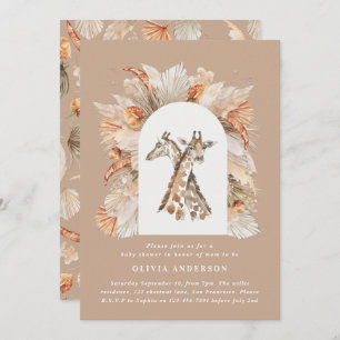 Botanisches Pampasgras Moderne Giraffe Safari Chic Einladung