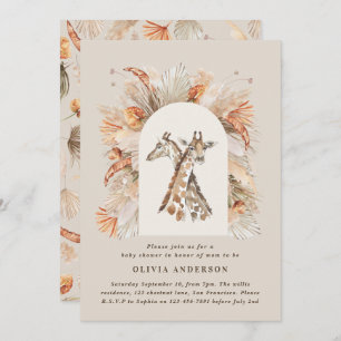 Botanisches Pampasgras Moderne Giraffe Safari Chic Einladung