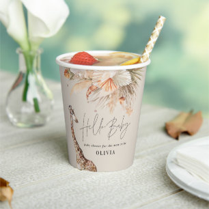 Botanisches Pampasgras Moderne Giraffe Safari Chic Pappbecher