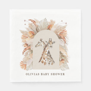 Botanisches Pampasgras Moderne Giraffe Safari Chic Serviette