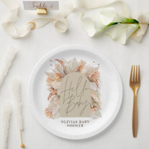 Botanisches Pampasgras Moderne rustikale Terrakott Pappteller