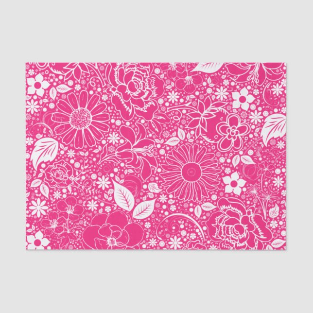 Botanisches PAPIER-Bright Pink-TISSUE Seidenpapier (Vorderseite)