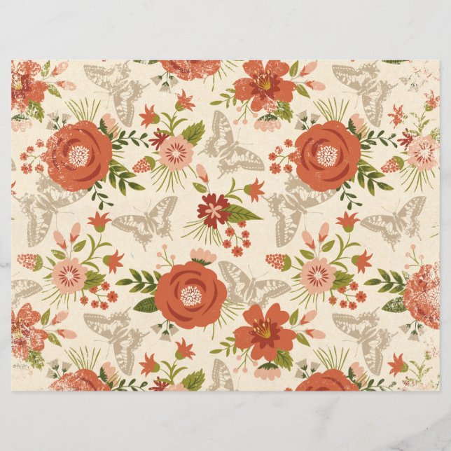 Botanisches Papier für Blüten und Schmetterlinge (Vorderseite)