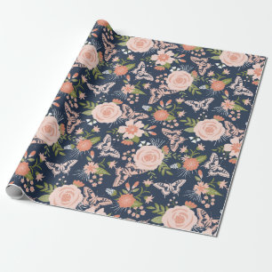 Botanisches Papier für die Blumenbedeckung (Navy B Geschenkpapier