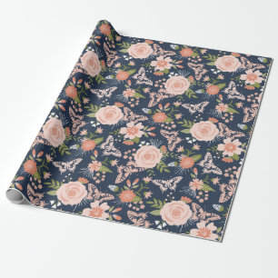 Botanisches Papier für die Blumenbedeckung (Navy B Geschenkpapier