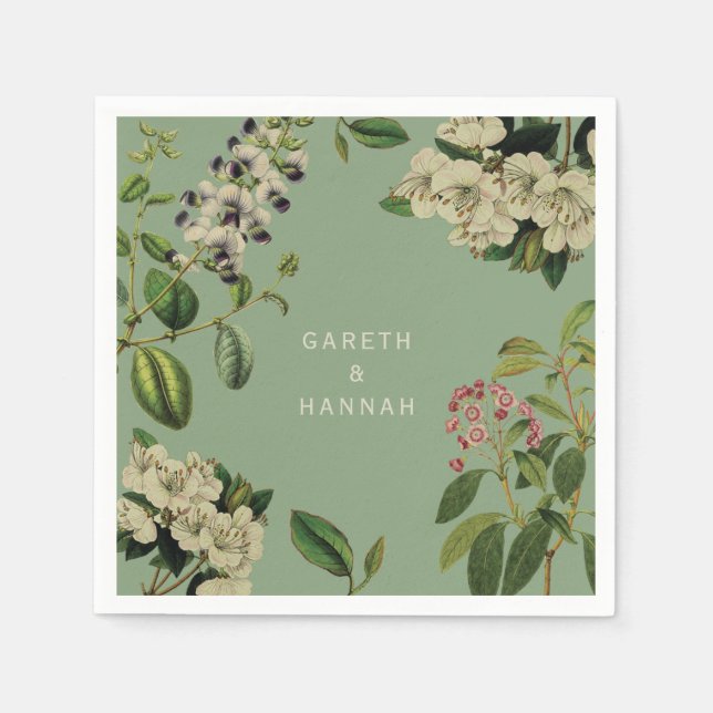 BOTANISCHES PAPIER NAPKIN SAGE SERVIETTE (Vorderseite)