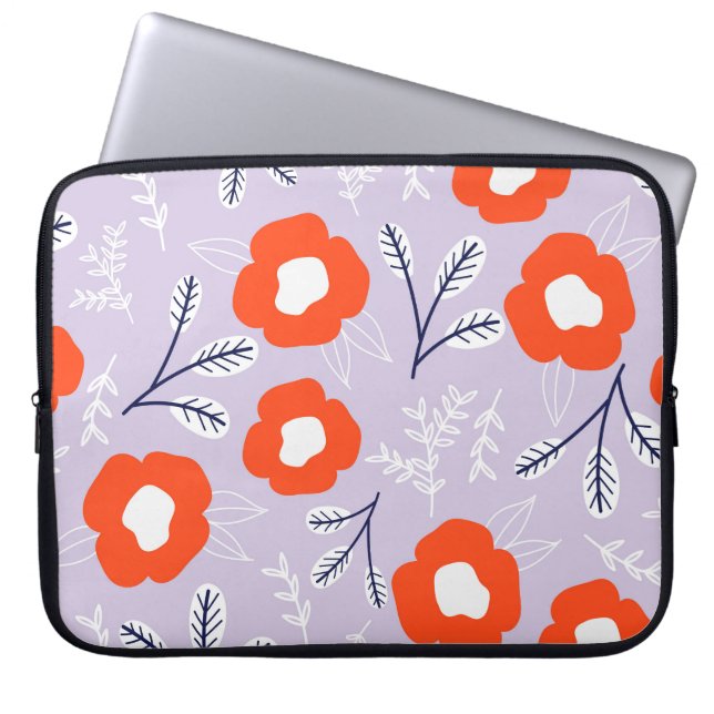 Botanisches Pastellrosa: Blumenmuster Laptopschutzhülle (Vorderseite)
