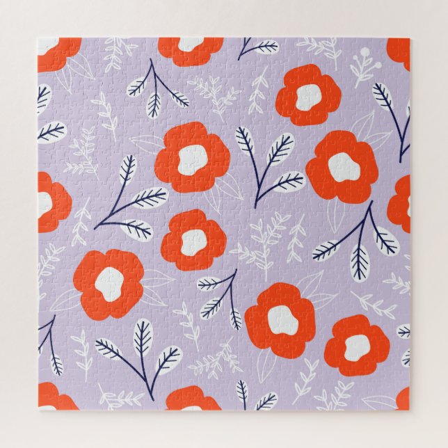 Botanisches Pastellrosa: Blumenmuster Puzzle (Vertikal)