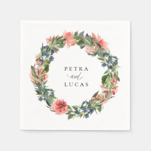Botanisches Personalisiertes Navy Coral Paper Napk Serviette
