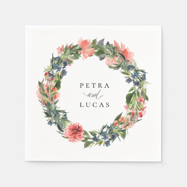Botanisches Personalisiertes Navy Coral Paper Napk Serviette (Vorderseite)