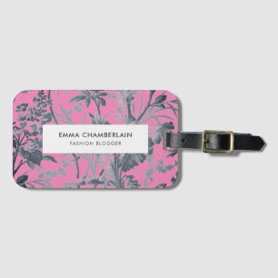 Botanisches Pink Chinoiserie Custom Gepäckstück Gepäckanhänger