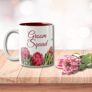 Botanisches Pink-Protea Blumenstrauß-Geschenk Kaff Zweifarbige Tasse