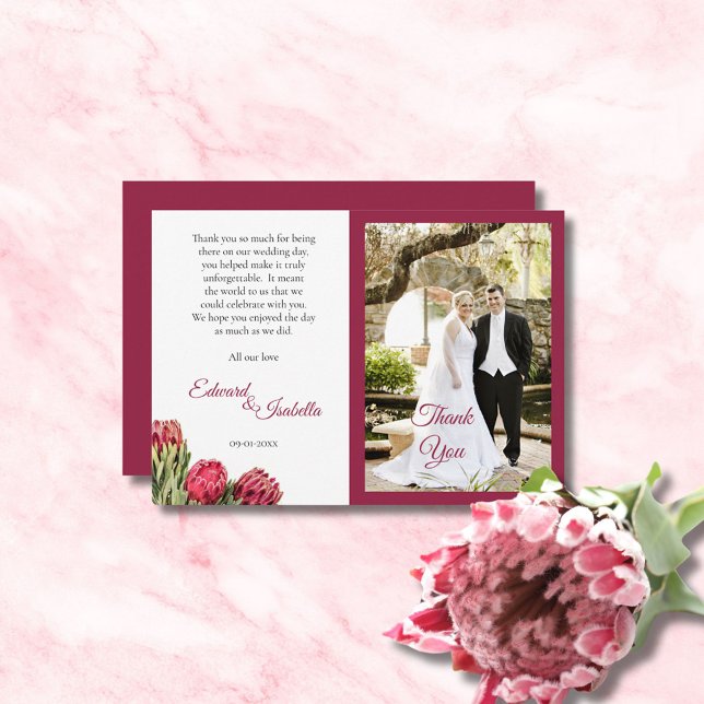 Botanisches Pink Protea floral Burgund Foto Danke (Von Creator hochgeladen)