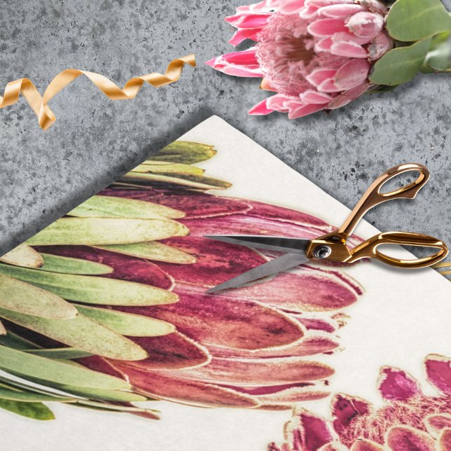 Botanisches Pink Protea Floral Gefallen Verpackung Seidenpapier (Von Creator hochgeladen)