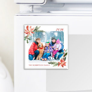 Botanisches Poinsettia-Foto Magnet