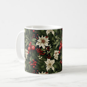Botanisches Poinsettia Weihnachtsmuster Kaffeetasse