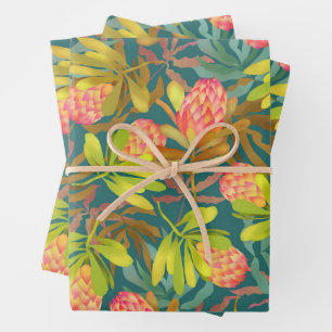 Botanisches Protea-Umschlagpapier für wild lebende Geschenkpapier Set