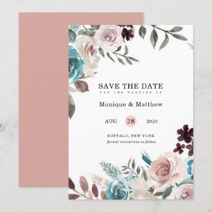 Botanisches Rosa Aquamarine Pflaumenpest Save the  Einladung