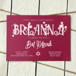 Botanisches rosa Bat Mitzvah Floral Letters Einladung<br><div class="desc">Diese moderne Rosa Fledermausmitzvah Einladung ist noch attraktiver mit lustigen Polka-Punkten auf der Rückseite. Die schöne weiße Typografie hat wilde Blume, die Sie bewegen und mit Ihrer Schrift verändern können, um dies noch einzigartiger zu machen! Botanische Kunstwerke können zusammen mit Ihrem Text farblich verändert werden. Ändern Sie einfach die Hintergrundfarbe...</div>