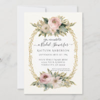 Botanisches Rosa Blume mit Gold Brautparty