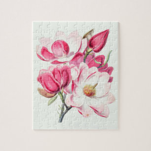 Botanisches Rosa Blume Puzzle