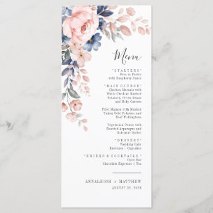 Botanisches Rosa Blumengebirge Botanische Hochzeit Menükarte