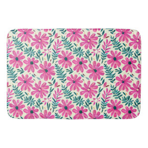 Botanisches Rosa Daisy Watercolor Badematte