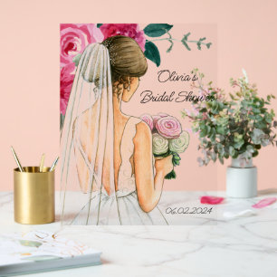 Botanisches rosa florales Brautbad Acrylschild