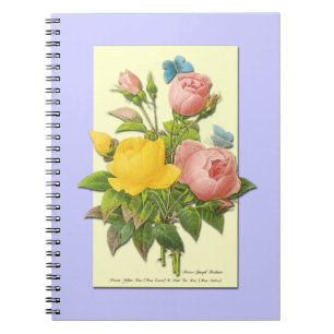 Botanisches Rosa-Gelb-Rosen-Notebook Notizblock